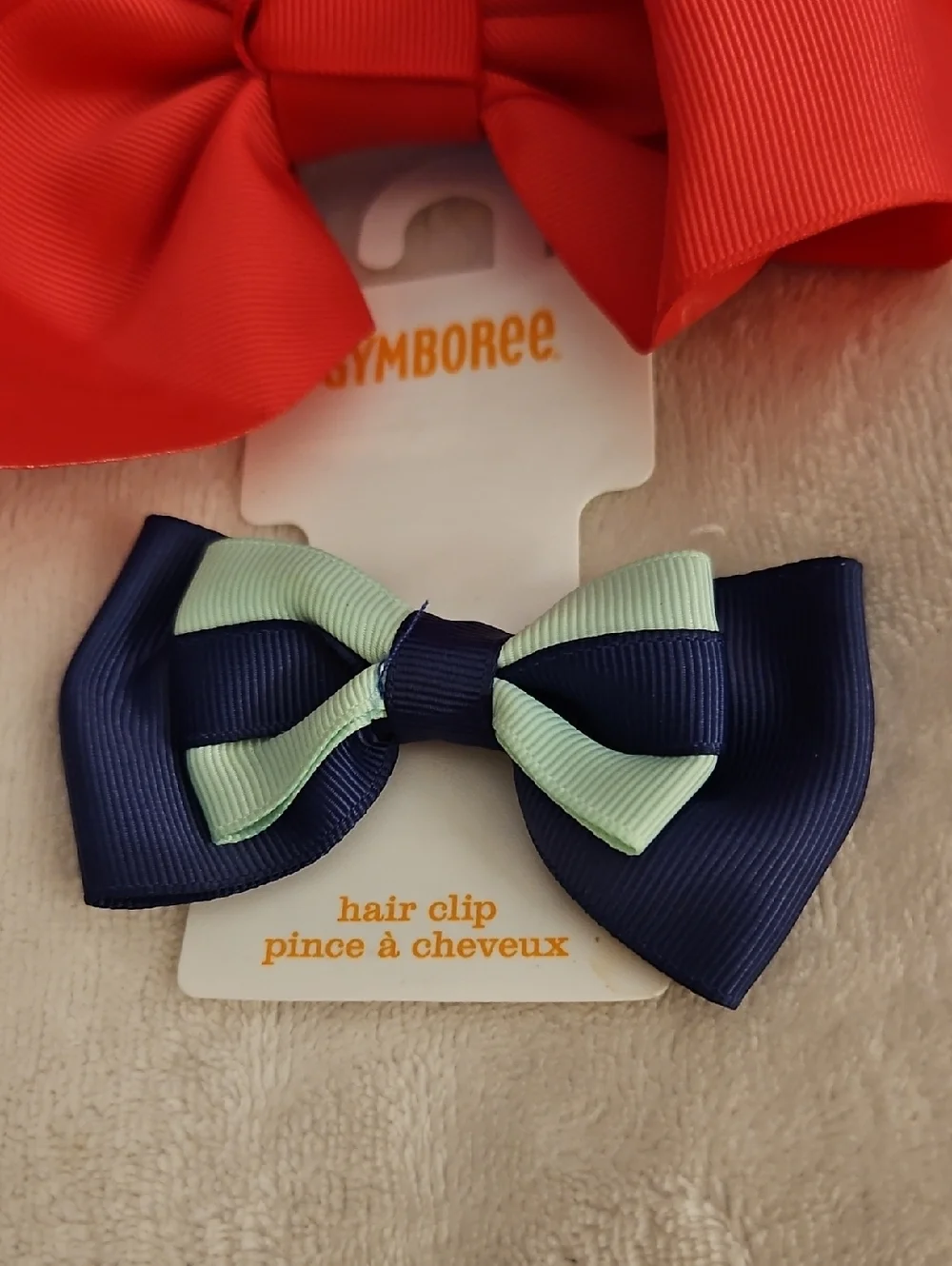 HANDMADE Large Hot Pink Bow and GYMBOREE Small Hair Bow Clips